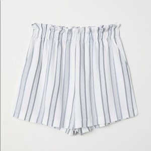 H&M Striped High Waisted Wide Cut Woven Shorts